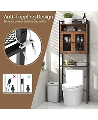 Sugift Over-The-Toilet Storage Cabinet with Heavy-Duty Metal Frame 2-door Freestanding