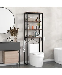 Sugift 4-Tier Freestanding Over the Toilet Storage Rack-Rustic Brown