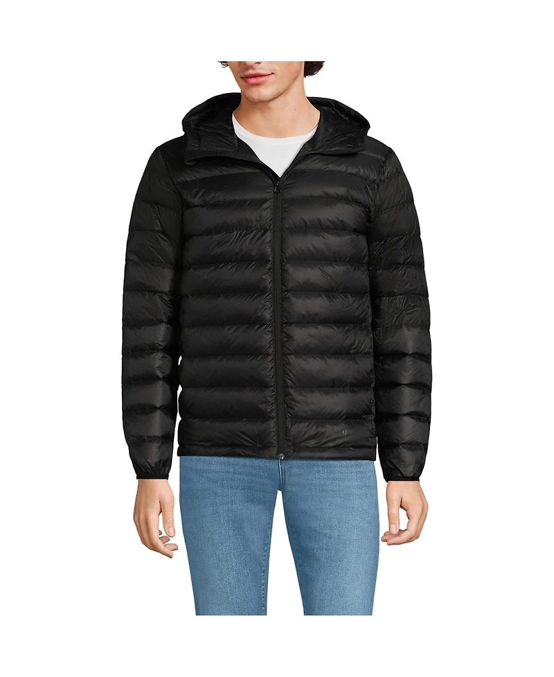 Lands' End Men's Hooded Wanderweight Packable Down Jacket