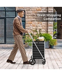 Inolait Folding Shopping Cart with Waterproof Liner Wheels and Basket
