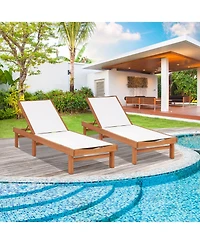 Inolait Sugift Outdoor Wood Chaise Lounge Chair with 5-Postion Adjustable Back