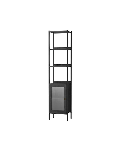 Slickblue 6-Tier Slim Bookshelf with Pc Door