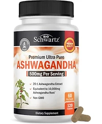 Ashwagandha Supplements - Extra Strength Ashwagandha Capsules with 500mg 20 to 1 Root Extract Equivalent to 10,000mg Ashwaganda Powder