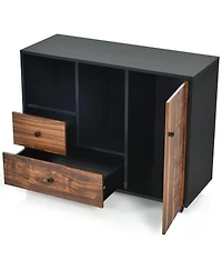 Sugift Mobile Filing Cabinet 2 Drawers with Open Shelves