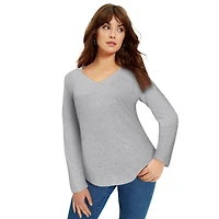 June + Vie Plus Size June + Vie Long-Sleeve V-Neck One + Only Tee