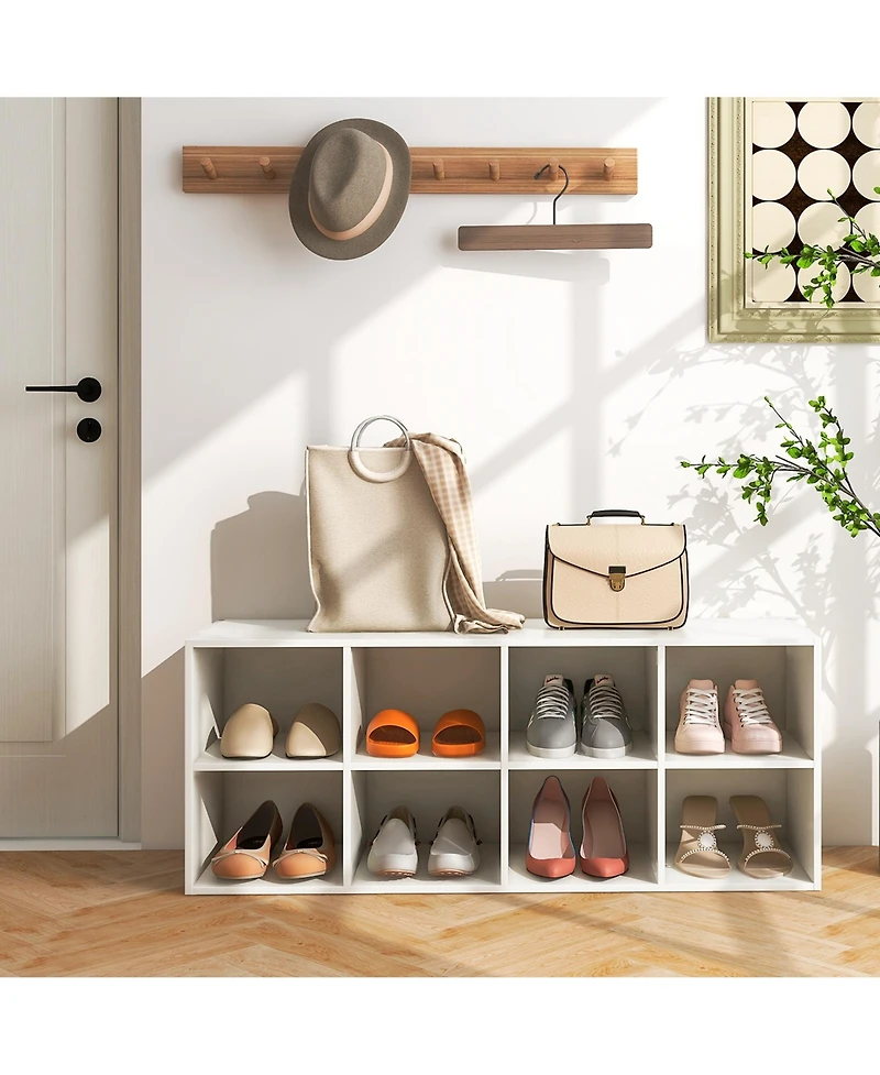 Shoe Bench 8 Cubbies Shoe Organizer with 500 Lbs Weight Capacity Cubby Shoe Rack