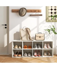 Shoe Bench 8 Cubbies Shoe Organizer with 500 Lbs Weight Capacity Cubby Shoe Rack