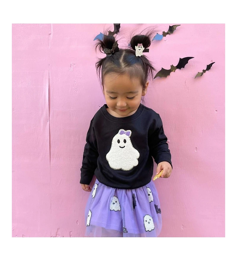 Sweet Wink Little and Big Girls Ghost Bat Sequin Halloween Tutu Skirt