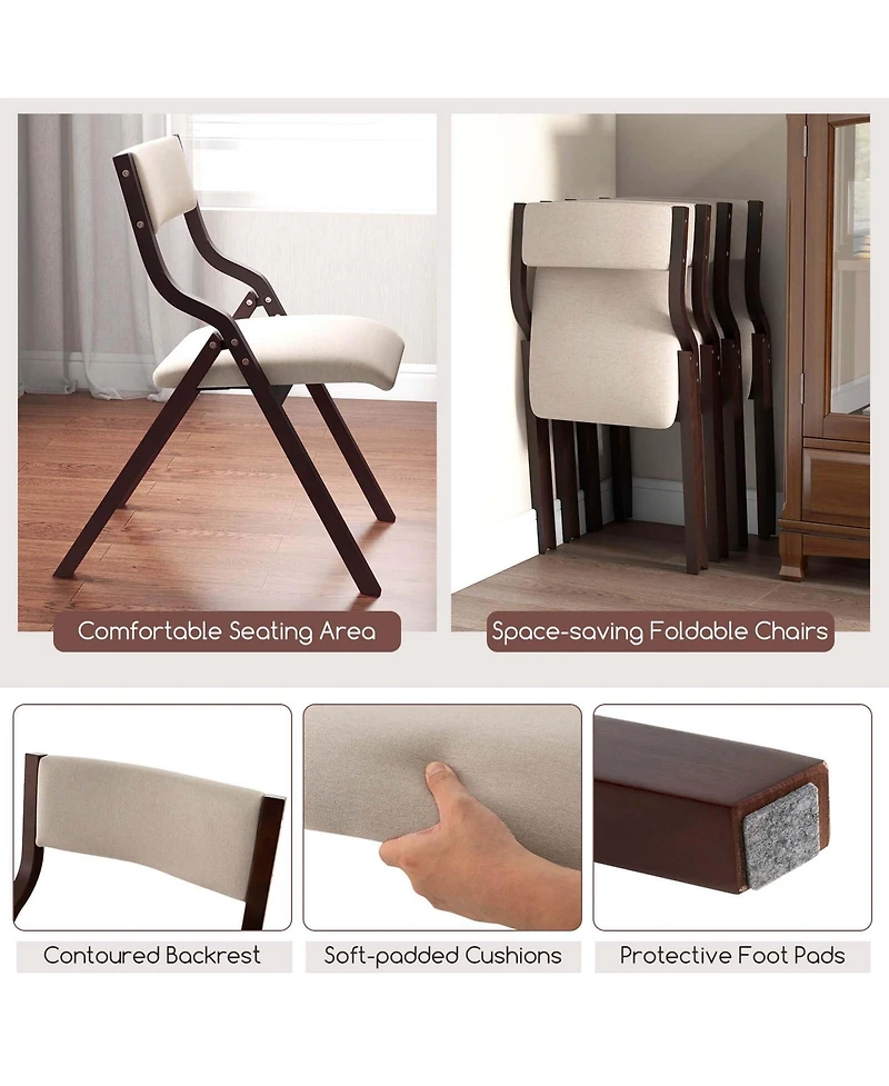 Kitchen Table Set for 2 with Expandable Dining Upholstered Folding Chairs