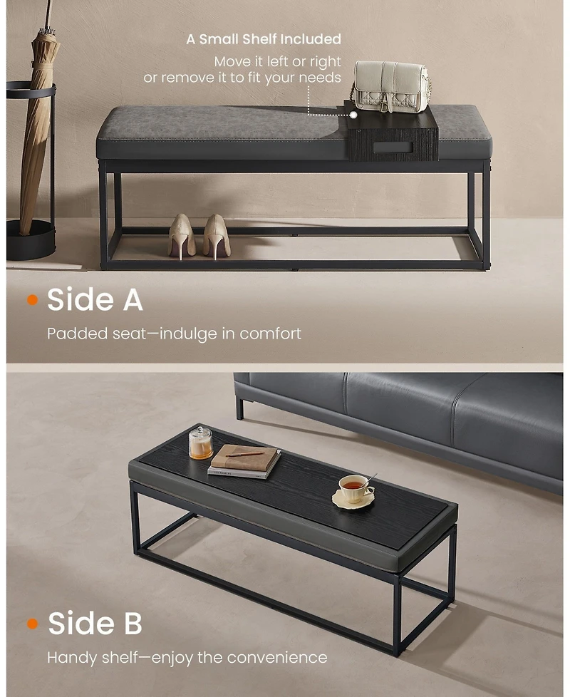 Slickblue Ottoman Bench with Small Shelf