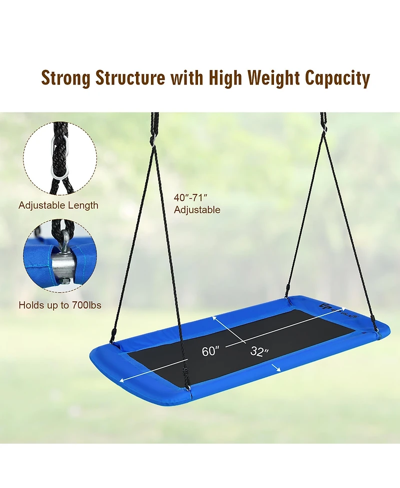 Costway 700lb Giant 60'' Platform Tree Swing Outdoor w/ 2 Hanging Straps