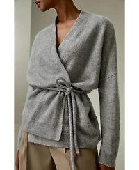 Lilysilk Women's Lounge Wrap Wool Knit Cardigan