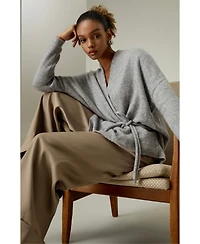 Lilysilk Women's Lounge Wrap Wool Knit Cardigan
