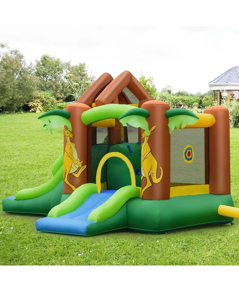 Costway Kids Inflatable Jungle Bounce House Dual Slide Jumping Castle Bouncer