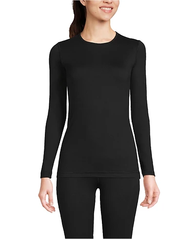 Lands' End Women's Petite Baselayer Cozy Thermaskin Crewneck Top