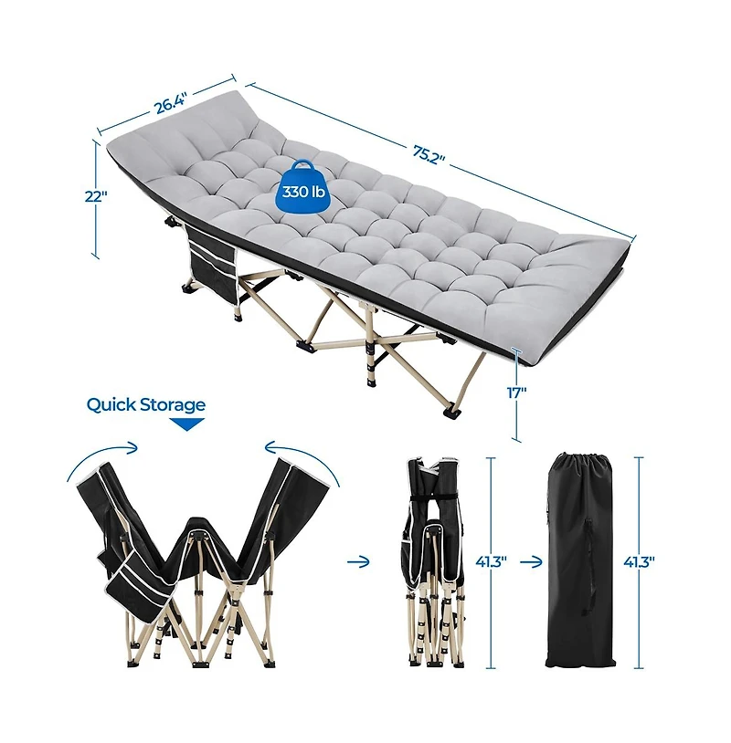 Yaheetech Folding Camping Cot with Carry Bag for Adults