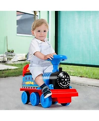 Gymax 6V Electric Kids Ride On Train Motorized Train Toy w/ Track & 6 Wheels Navy