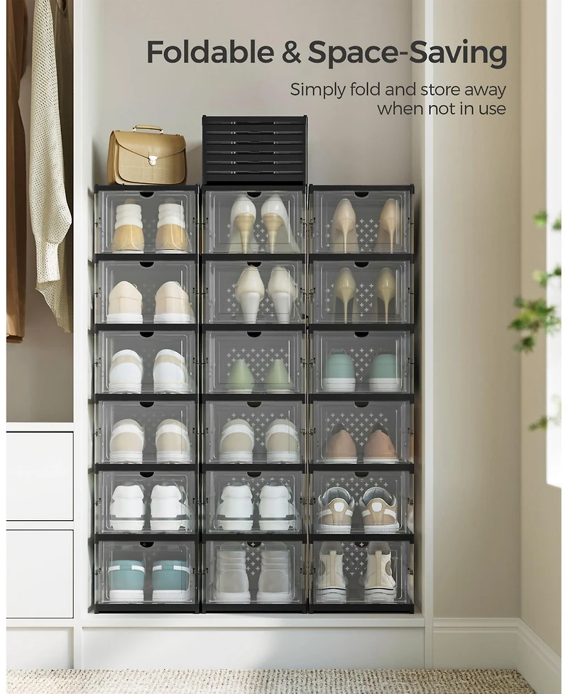 Slickblue Transparent Stackable Shoe Boxes for Clear and Organized Footwear Storage