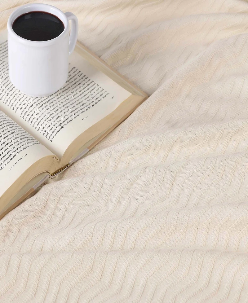 Superior Jena Cotton Textured Chevron Lightweight Woven Blanket