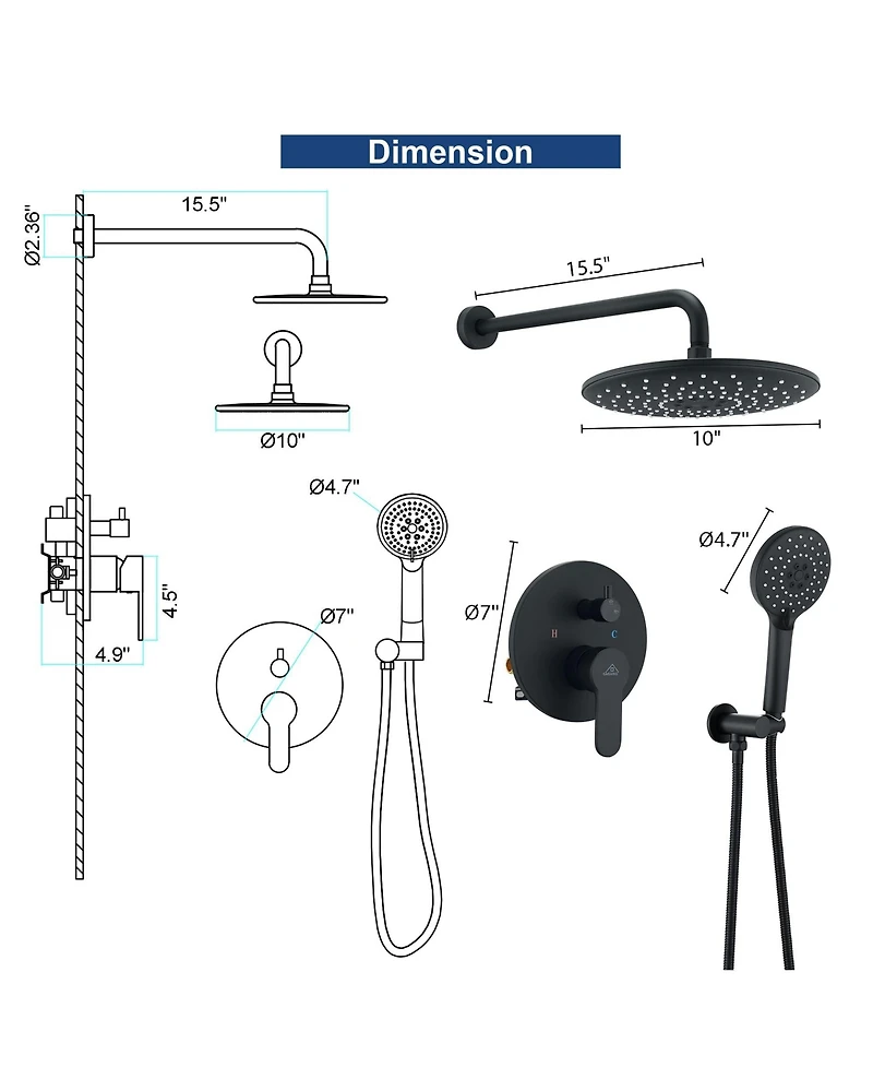 Mondawe Shower System Ceiling Mounted Shower Faucet Mixer Set with Luxury High Pressure