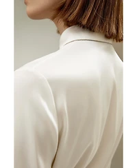 Beaded Chain Silk Shirt for Women