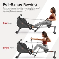 Sunny Health & Fitness MotionMax Smart Magnetic Rowing Machine – Full Motion Handlebars Low-Impact Full-Body Workouts, w Extended 51” Ra