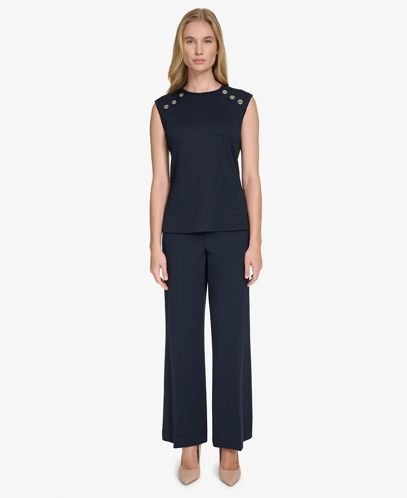 Tommy Hilfiger Women's Button-Trim Sleeveless Top