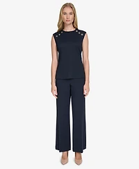 Tommy Hilfiger Women's Button-Trim Sleeveless Top