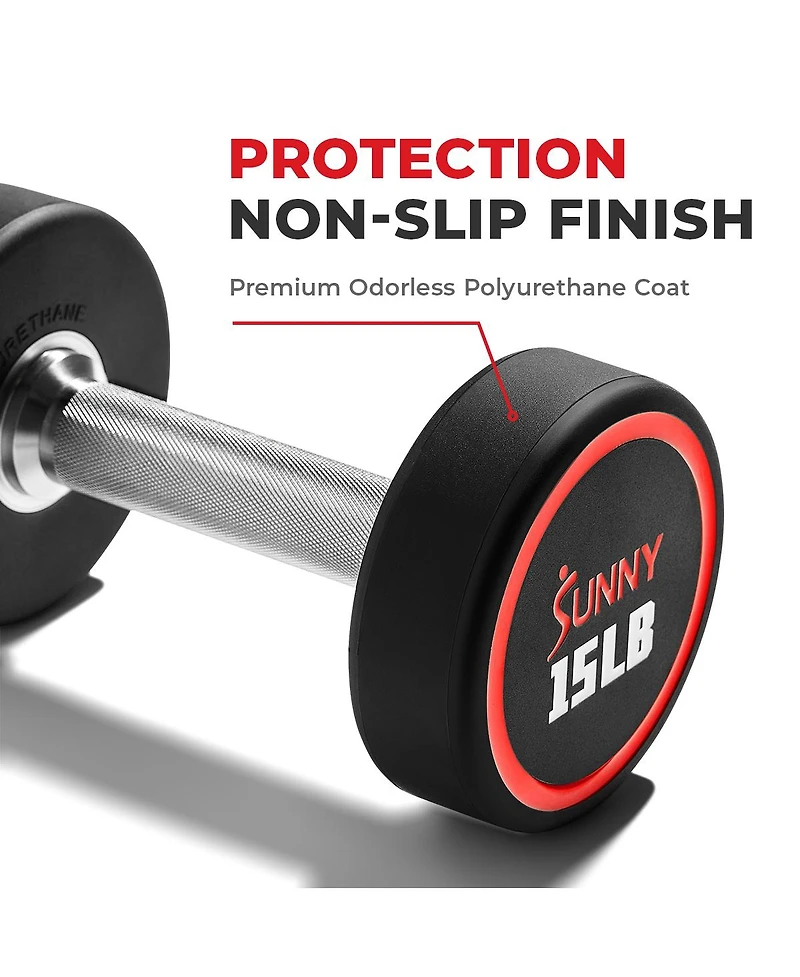 Sunny Health & Fitness Signature Style Polyurethane Round Dumbbells 10-Pound (Pair)
