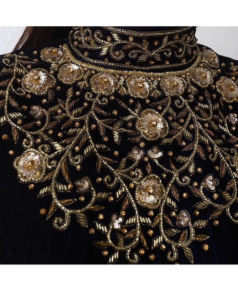 Raas Women's Blue Anarkali Gown with Sequins and Cutdana Handwork on the Torso and Banarasi Jacquard Bottom