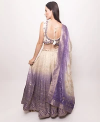 Raas Women's Off-White and Lilac Shaded Banarasi Silk Lehenga Choli