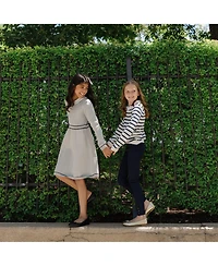 Hope & Henry Girls Organic French Collared Keyhole Long Sleeve Sweater