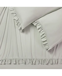 Chanasya Premium Ruffle Sheet Set - Shabby Chic Double Brushed Soft Ruffled Hem Solid Microfiber Sheet Set - Fitted Sheet, Flat Sheet & Pillow Cover