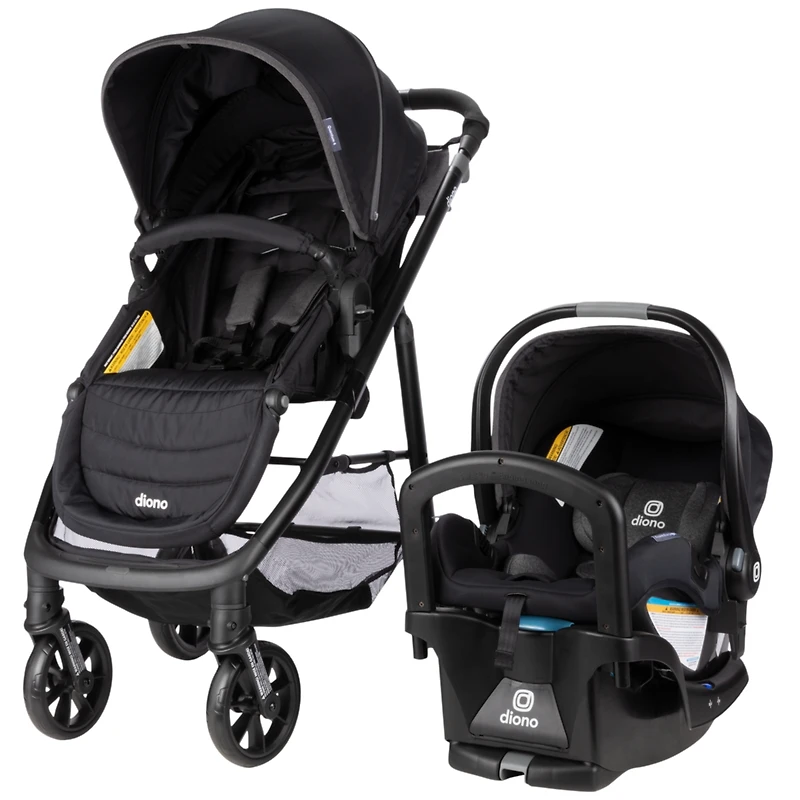 Diono Quantum 4 3-in-1 Travel System with LiteClik30 R SafePlus Infant Car Seat and Base, Gray Slate