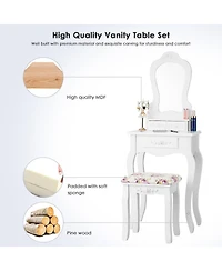 Costway Vanity Jewelry Makeup Dressing Table Stool Drawer
