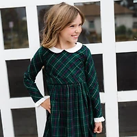 Hope & Henry Toddler Girls Organic Long Sleeve Peter Pan Collar Ruffle Cuff Party Dress