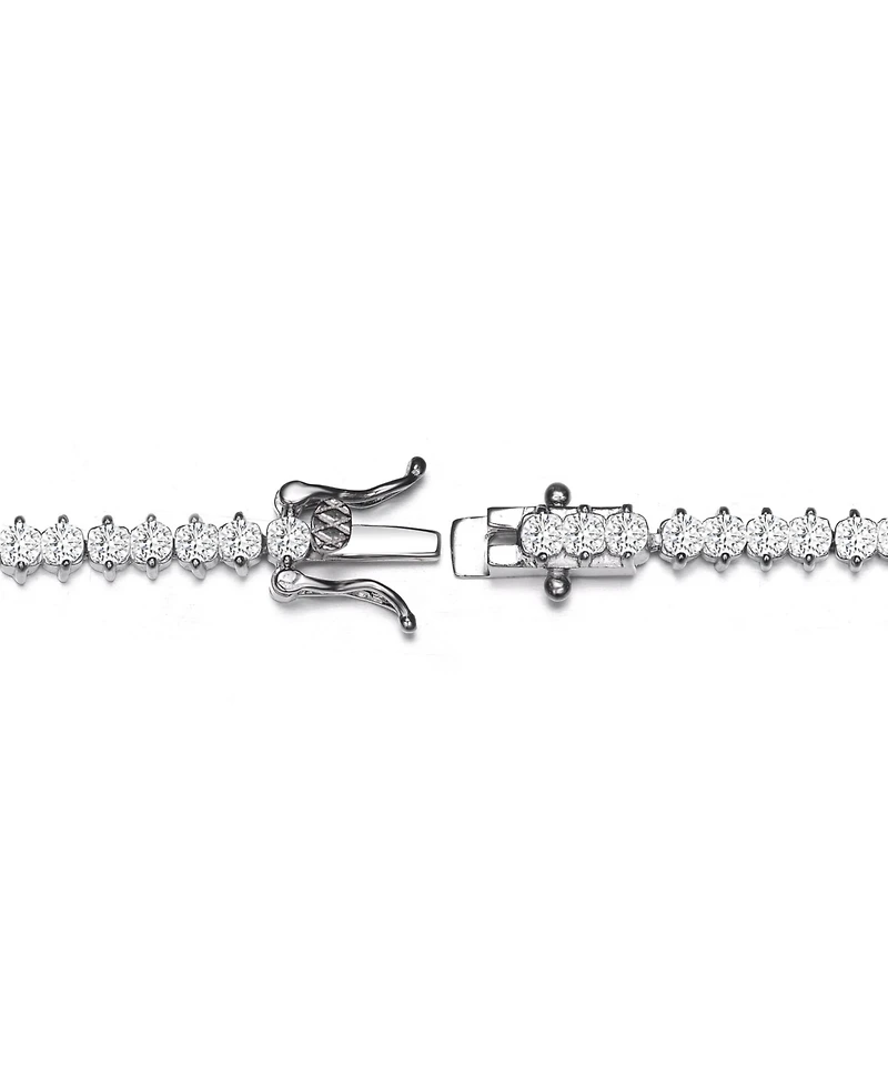 White Gold Plated Clear Round Cubic Zirconia Tennis Bracelet