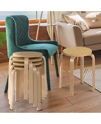 Sugift 18 Inch Stackable Bentwood Dining Chairs with Round Top - Set of 4