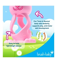 Brush-Baby Bobbie Bunny Baby Teether Toy Eucalyptus Green | Twist & Bounce Teething Toy