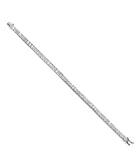 White Gold Plated Cubic Zirconia Princess - cut Tennis Bracelet