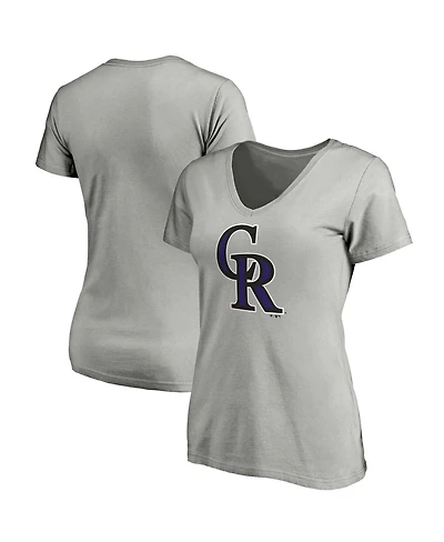 Fanatics Women's Heather Gray Colorado Rockies Core Logo V-Neck T-Shirt