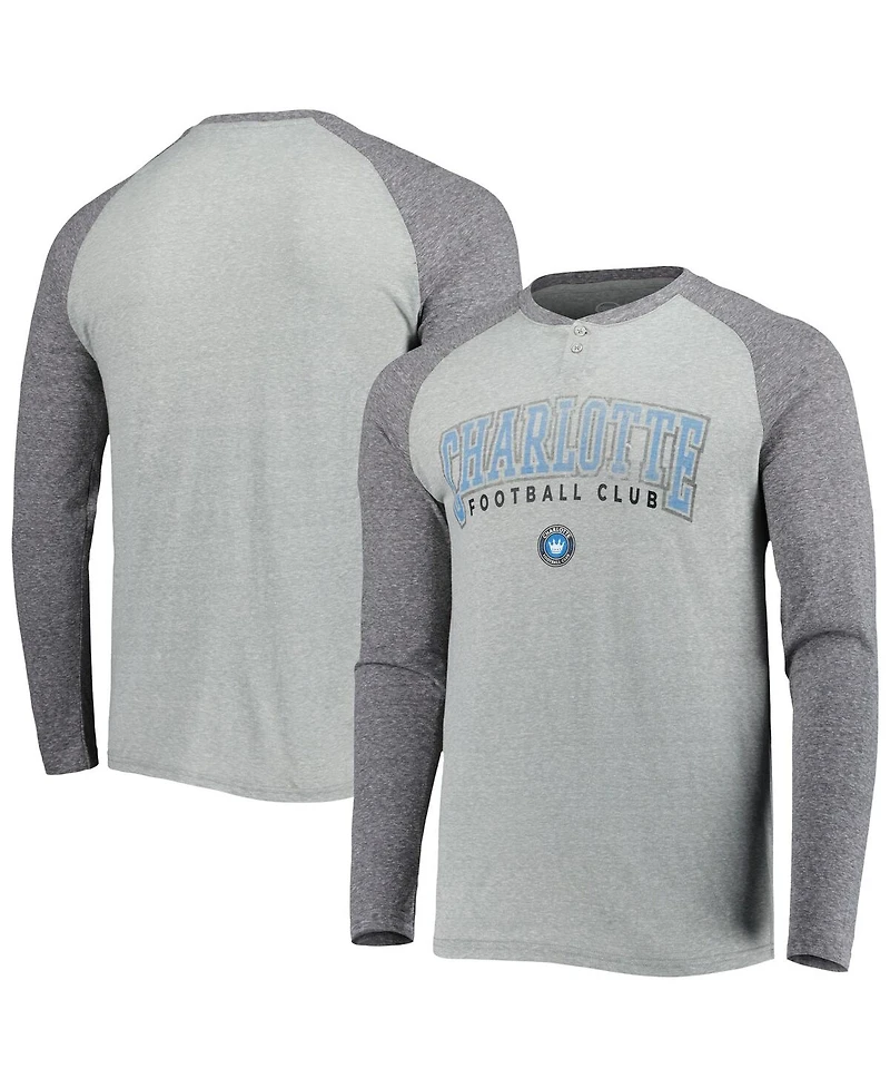 Concepts Sport Men's Heather Gray/Heather Charcoal Charlotte Fc Ledger Raglan Long Sleeve T-Shirt