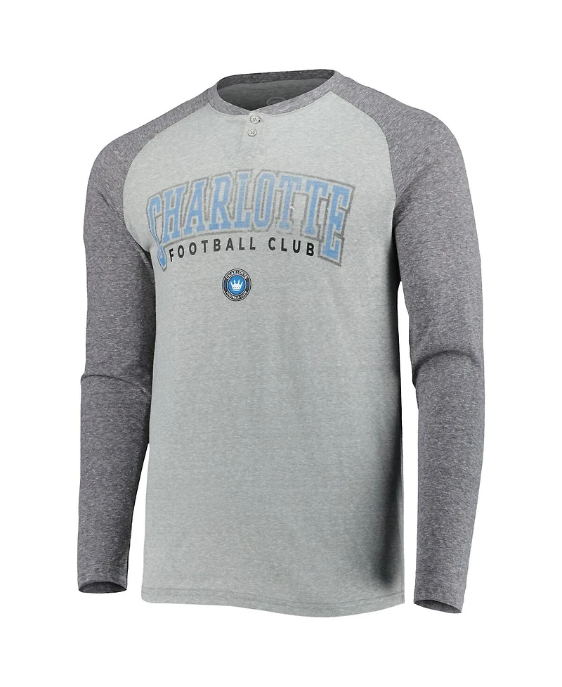 Concepts Sport Men's Heather Gray/Heather Charcoal Charlotte Fc Ledger Raglan Long Sleeve T-Shirt