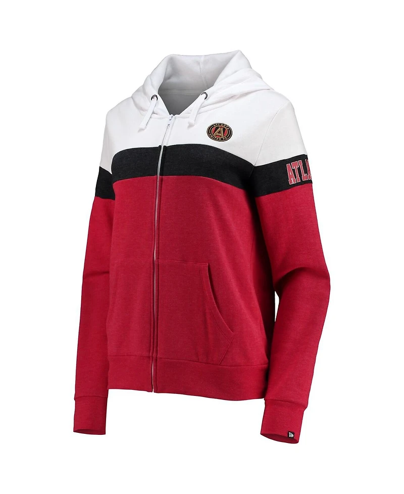5th & Ocean Women's White Atlanta United Fc Fleece Colorblock Full-Zip Hoodie Jacket