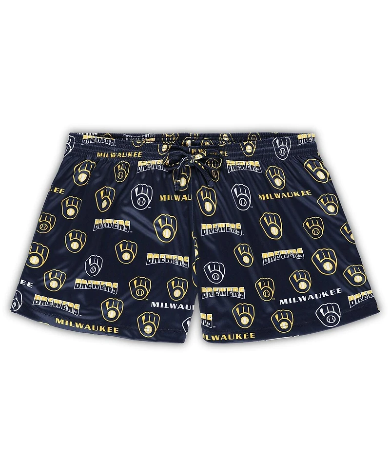 Concepts Sport Women's White/Navy Milwaukee Brewers Plus Tank Top Shorts Sleep Set