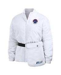 Wear by Erin Andrews Women's White Buffalo Bills Packaway Full-Zip Puffer Jacket