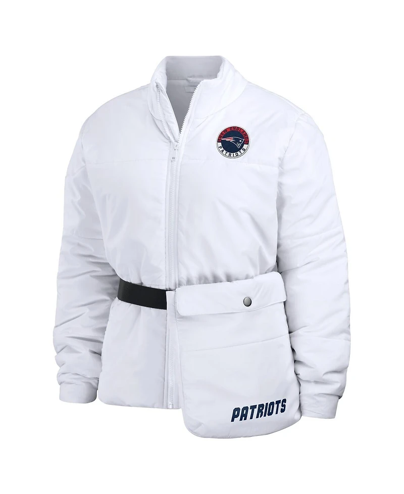 Wear by Erin Andrews Women's White New England Patriots Packaway Full-Zip Puffer Jacket