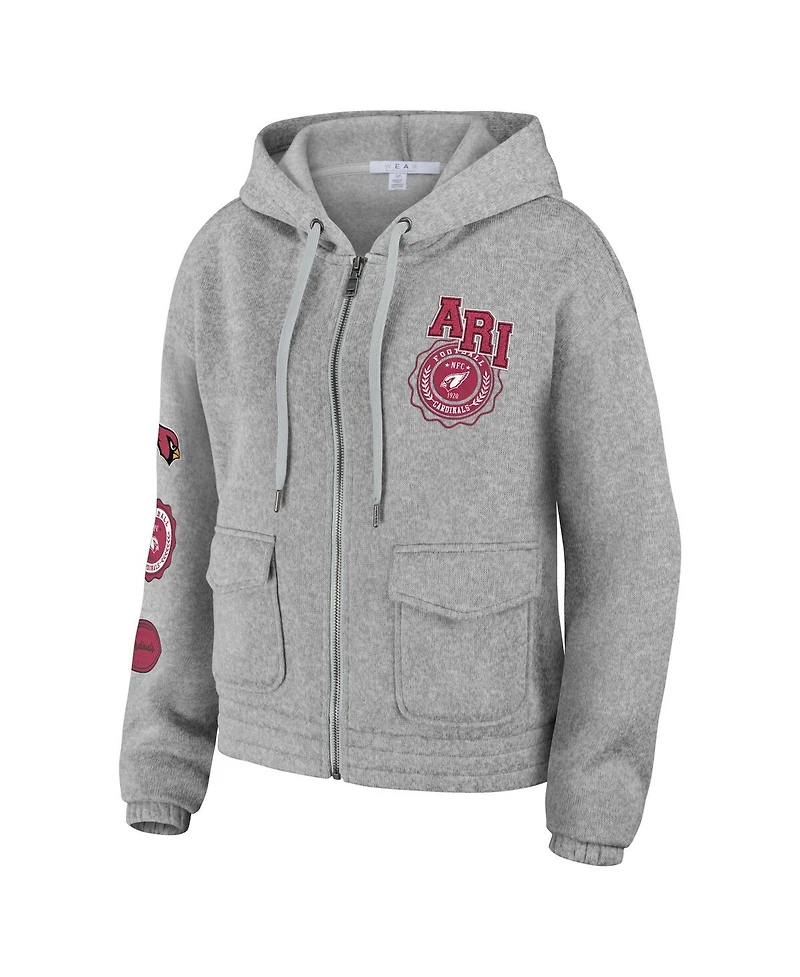 Wear by Erin Andrews Women's Heather Gray Arizona Cardinals Full-Zip Hoodie
