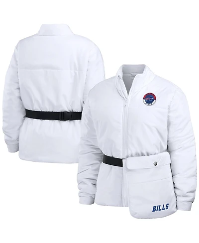 Wear by Erin Andrews Women's White Buffalo Bills Packaway Full-Zip Puffer Jacket