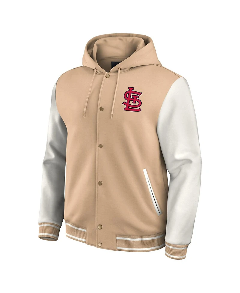 Fanatics Men's Khaki St. Louis Cardinals Tri-Blend Full-Snap Hoodie Baseball Jacket